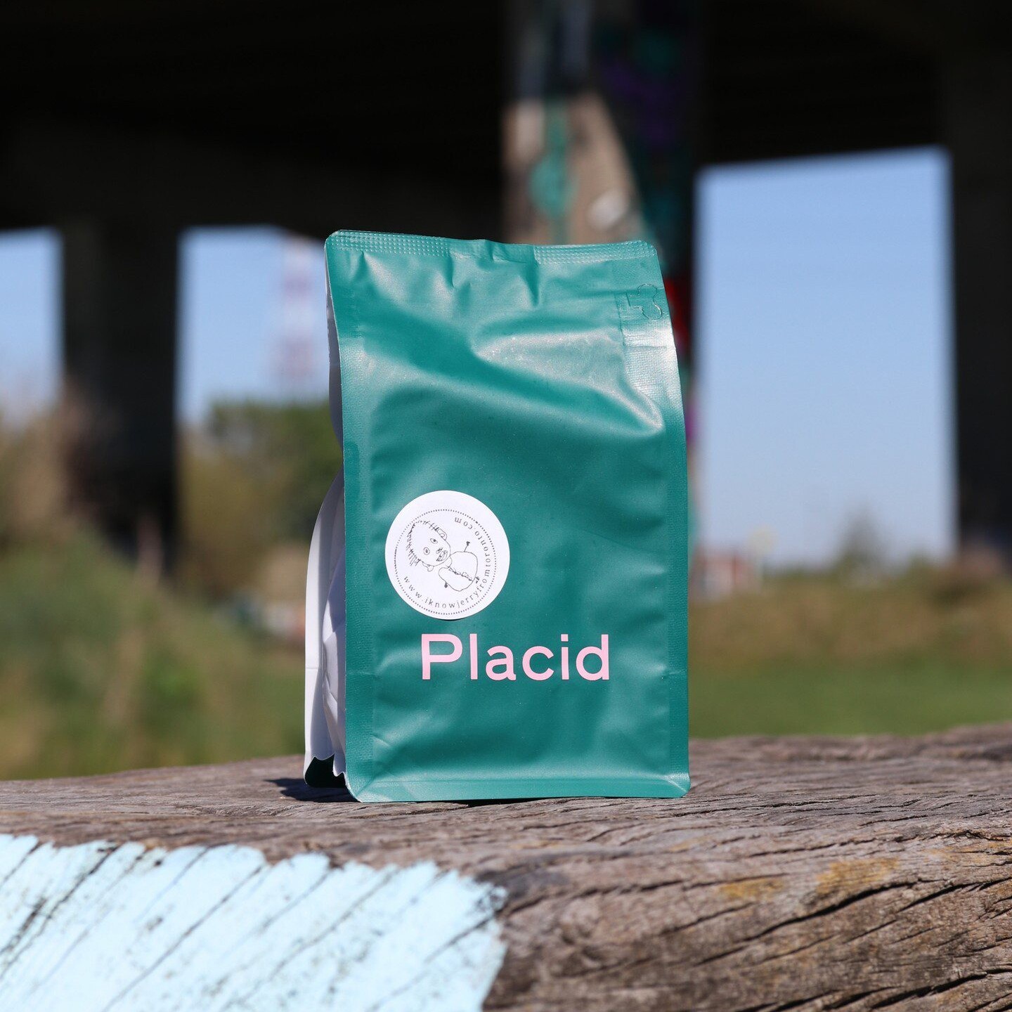 Bag of Placid coffee beans